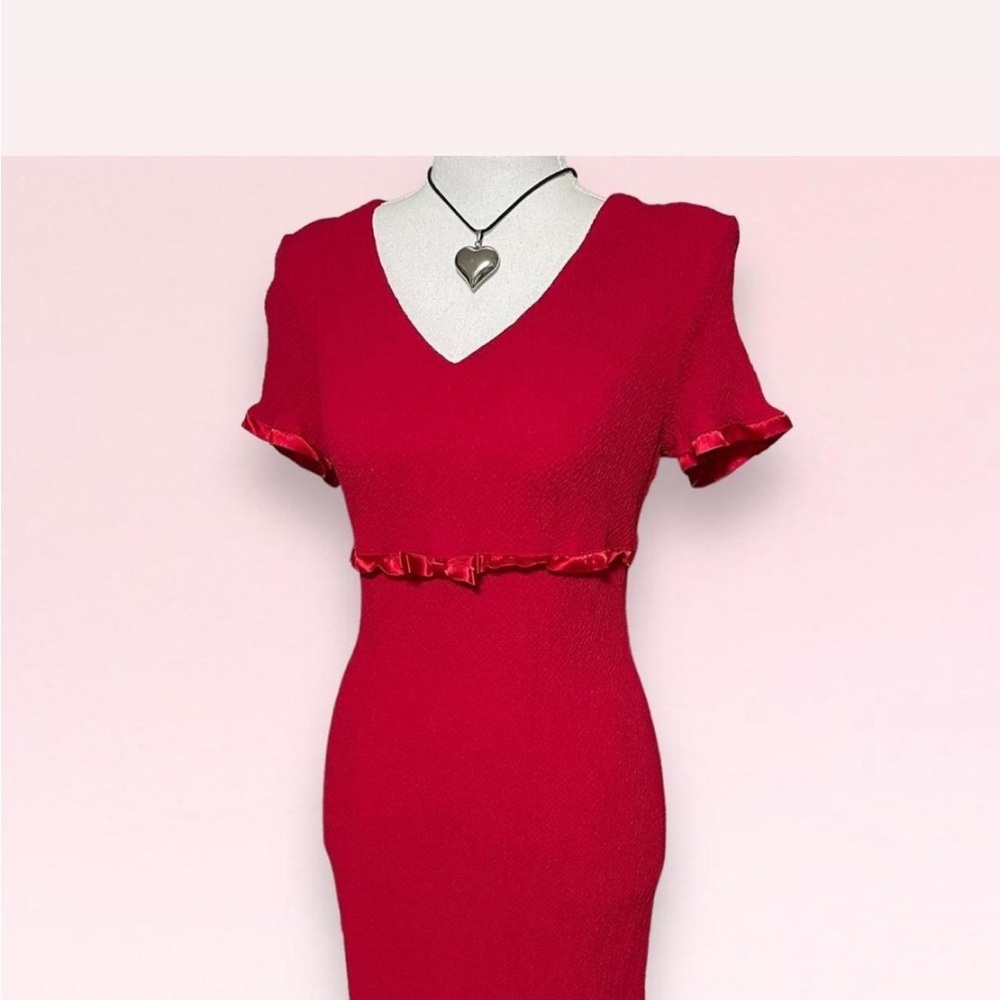 City Triangles 90s Red Ruffle Mini Dress - Picture 2 of 8